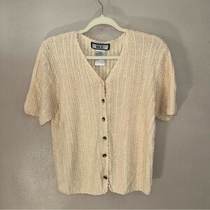 VTG SILK blend CREAM cardigan sweater granny core